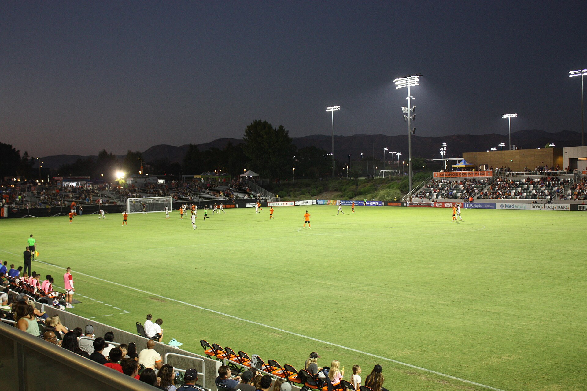 축구 경기 중 선수와 관중